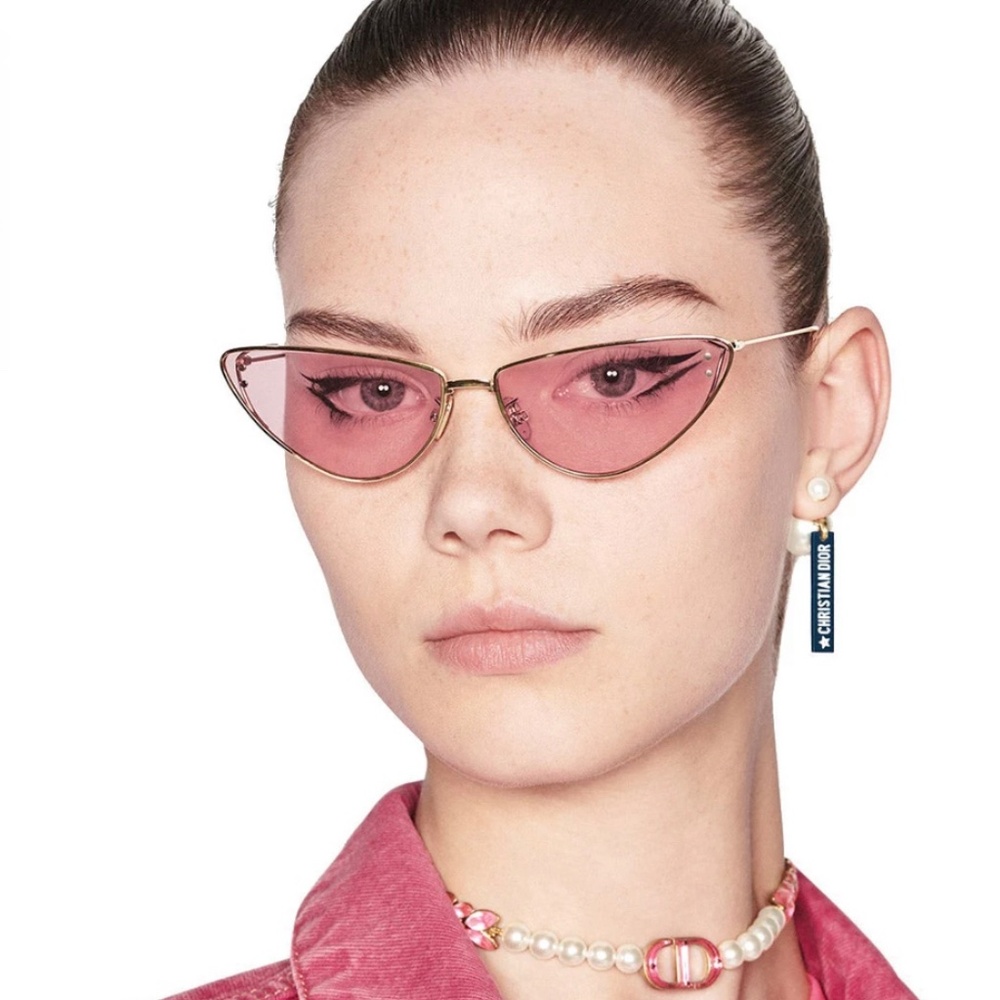 Golden Metal Frame MISS Dior Cat-Eye Sunglasses - Picture 4 of 5
